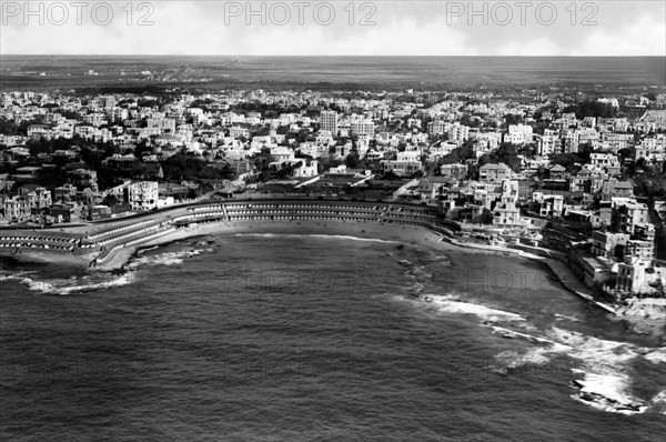 afrique, égypte, alexandrie, vue aérienne de stanley bay, 1930