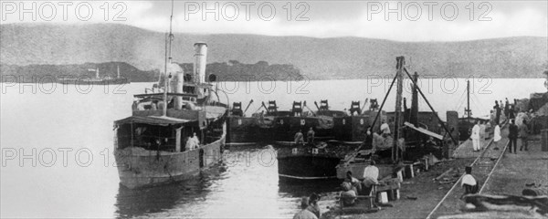 afrique, ouganda, jinja, port sur le lac victory, 1920 1930