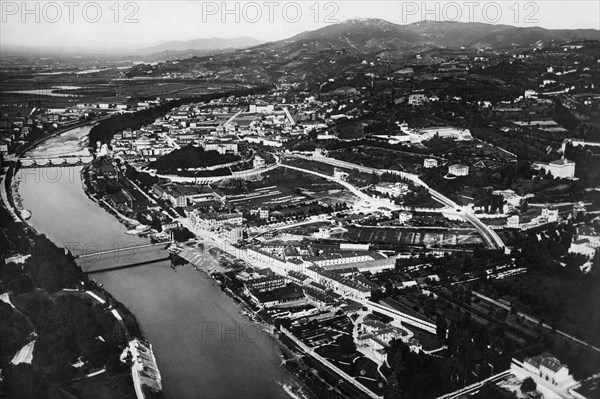 europe, italie, turin, panorama, 1910