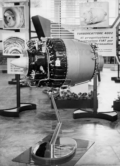 europe, italie, piedmont, turin, fiat turbojet 4002 au cinquième salon de l'automobile, 1955