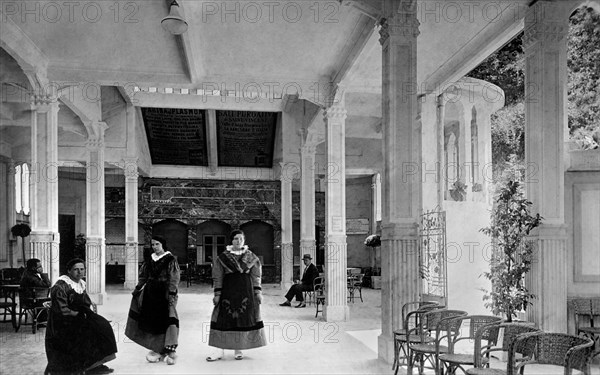 europe, italie, val d'aoste, saint vincent, le pavillon de la fontaine, 1935