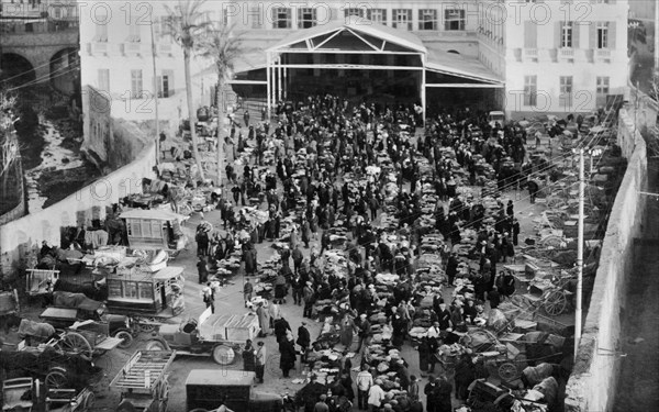 europe, italie, ligurie, san remo, marché aux fleurs, années 1920