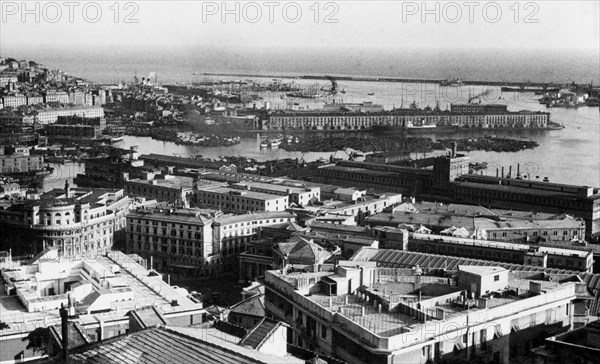 europe, italie, ligurie, genes, panorama, 1930 1940