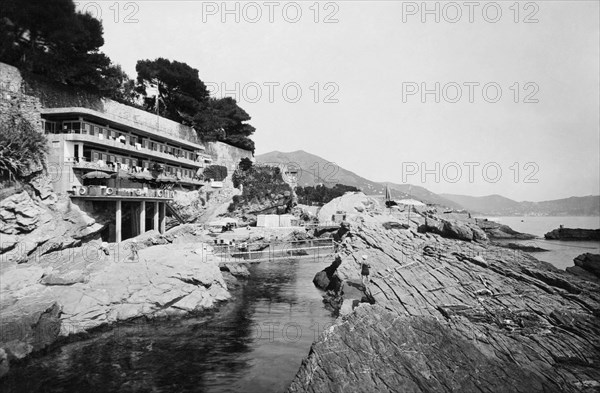 europe, italie, ligurie, nervi, vue de la côte, 1934