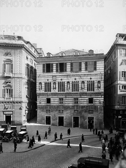 europa, italie, ligurie, façade du palazzo spinola, 1930