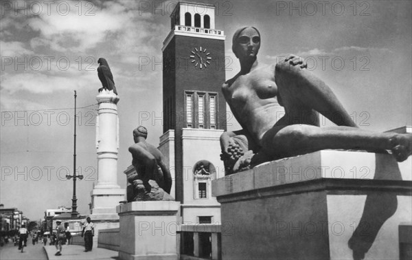 europe, italie, abruzzes, pescara, vue du pont, 1920 1930