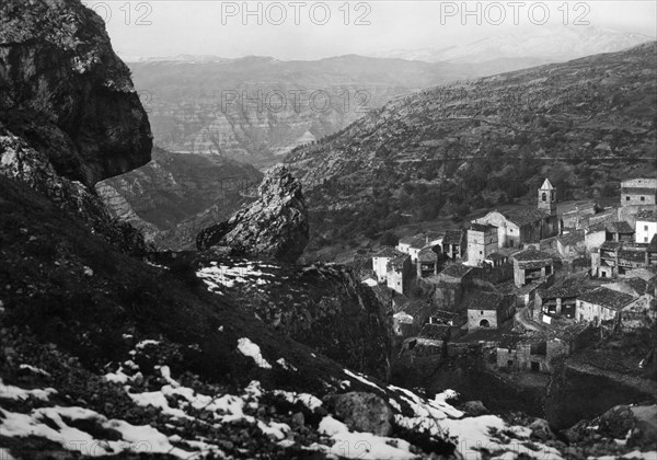 europe, italie, abruzzes, pietracamela, panorama, 1930 1940