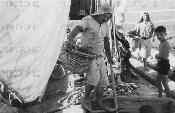 déchargeurs de sable, camogli, ligurie, italie 1920 1930