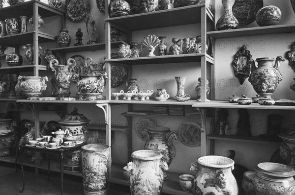 handicrafts, ceramic pots, albisola, liguria, italy 1930