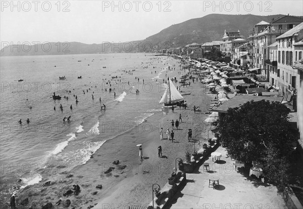 panorama, alassio, liguria, italy 1946