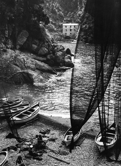 san fruttuoso de camogli, ligurie, italie, 1950