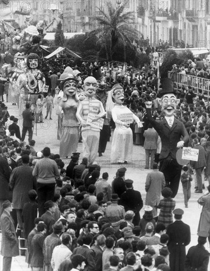 carnaval, viareggio, toscane, italie, 1970