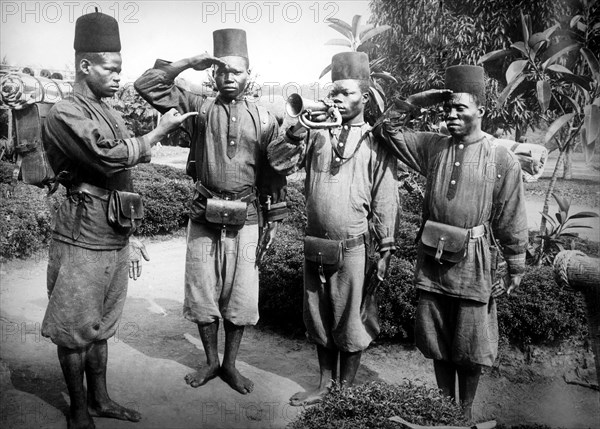 afrique, congo belge, soldats, 1910