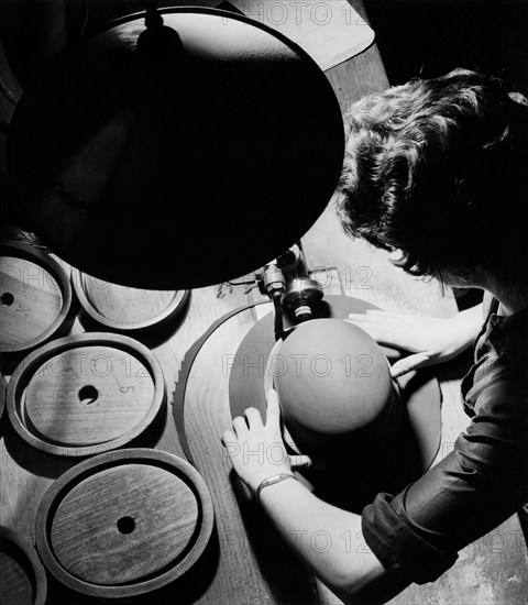 borsalino alessandria hat factory, brim cut, 1959