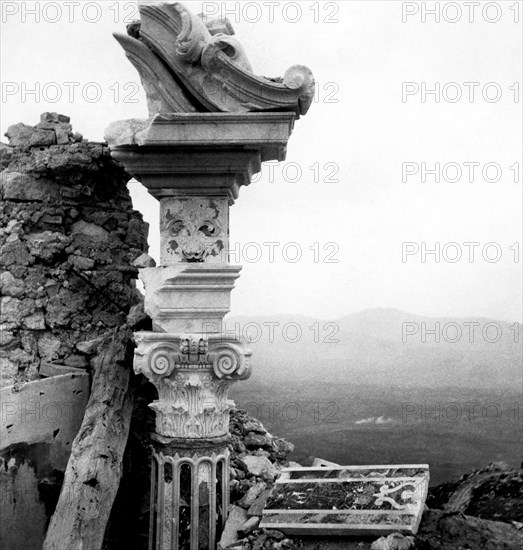 lazio, vestiges de l'abbaye de montecassino, 1944