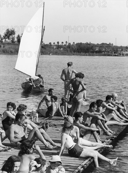 italie, lombardie, milan, hydroscalo, 1950