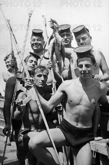 italie, île d'elbe, pêcheurs, 1948