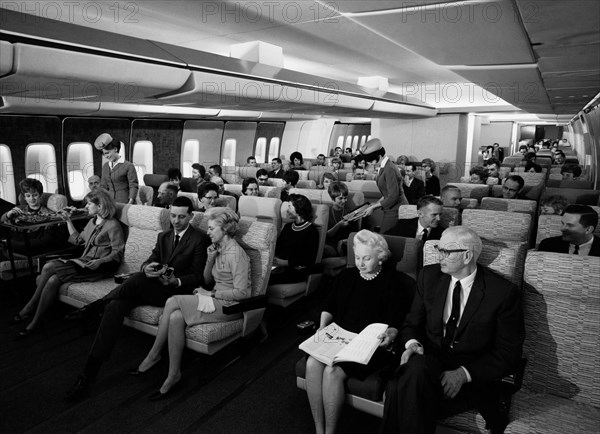 intérieur d'un jumbo jet, 1960
