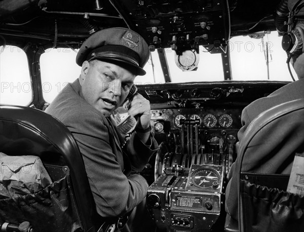 Control cabin and pilot. 1955