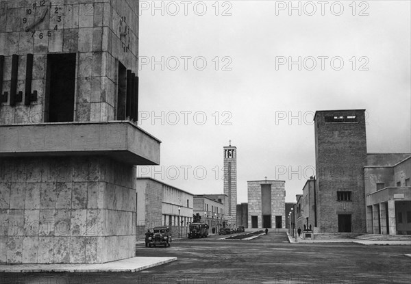 Church and littorian tower of sabaudia. 1930