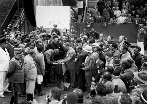 Mussolini at the founding ceremony of sabaudia. 1930