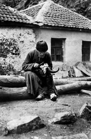 Hunter of mountain goats from the Caucasus. 1930