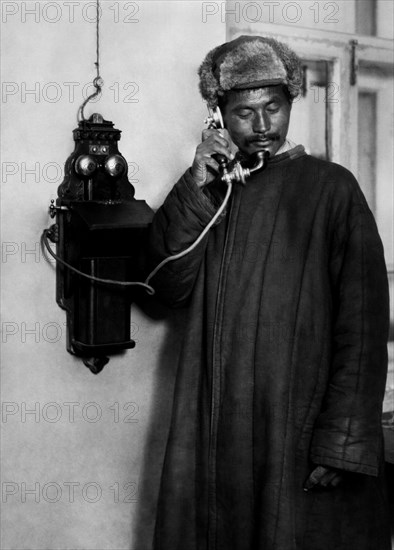 A kalmyk on the phone. 1920-30