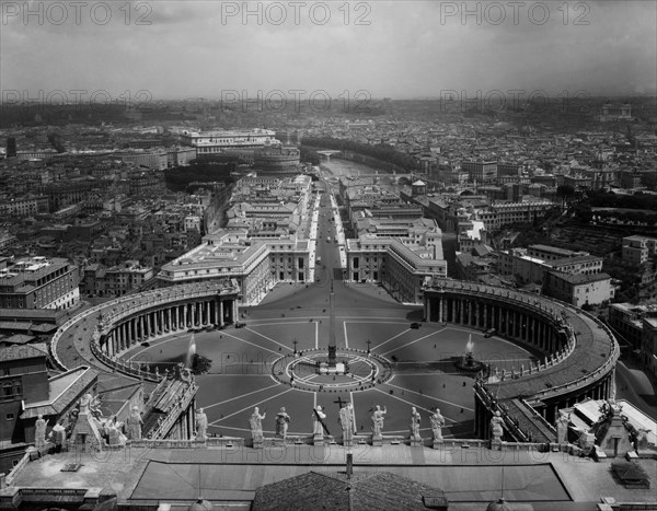 Panorama from the dome of the Vatican basilica. 1955
