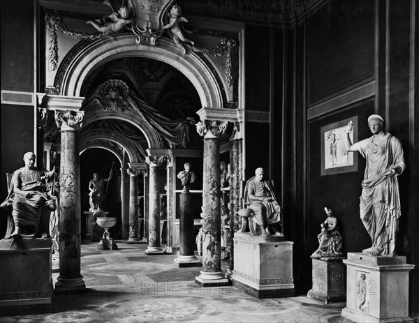 Gallery of statues. Vatican museums. 1959