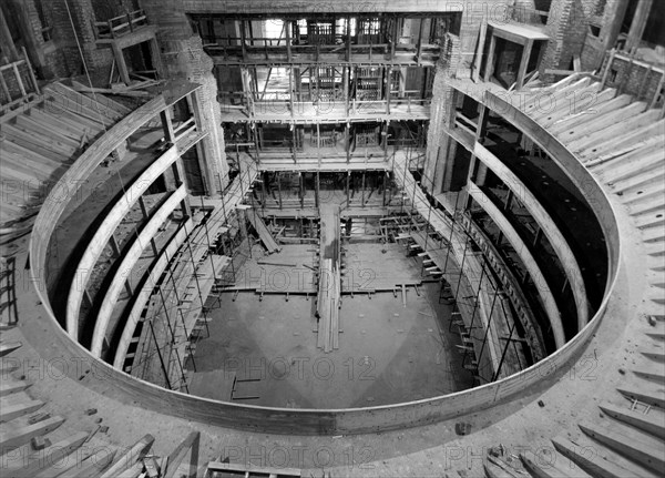 Reconstruction works of the opera house. wiener staatsoper. vienna 1954