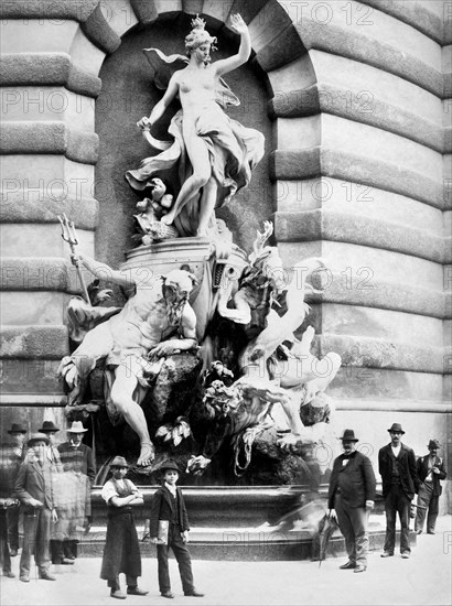 Mastery of the sea. fountain sculpted by Rudolf Weyr. Hofburg. Michaelertor. Vienna 1911