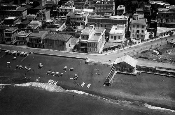 Lazio. aerial view of the beach of ladispoli. 1920-30