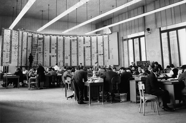 Rome. alitalia booking office at the termini station. 1964