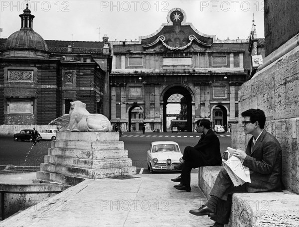 Italy. Rome. Porta del Popolo from the base of the obelisk. 1963