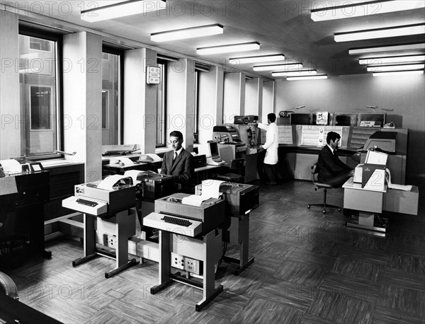 Italy. Rome. control center of the Alitalia telecommunications network. 1969
