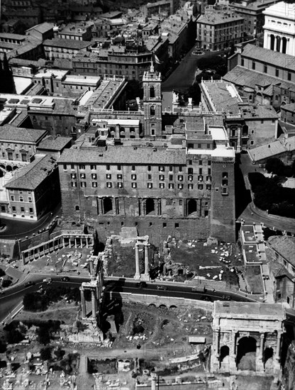 Italy. Rome. aerial view of the Campidoglio. 1955