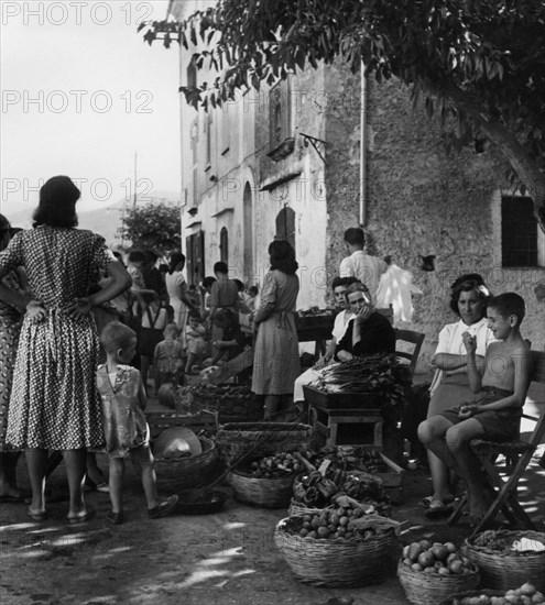 Italy. Lazio. market at the island of Ponza. 1950