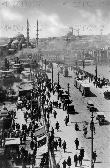 Turkey. Istanbul. the Galata Bridge. 1920