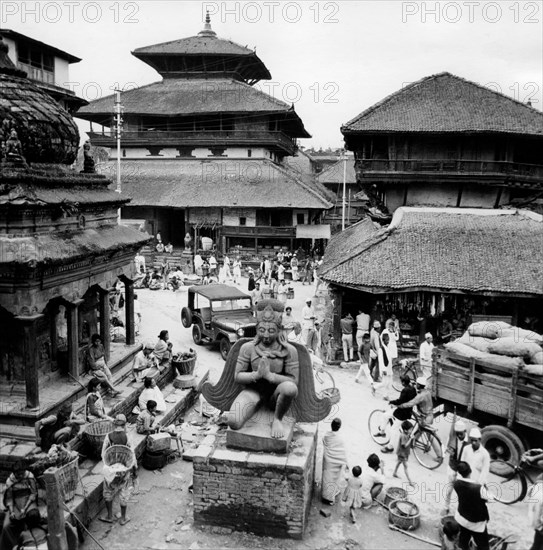 Nepal. kathmandu. view of the temple area. 1967