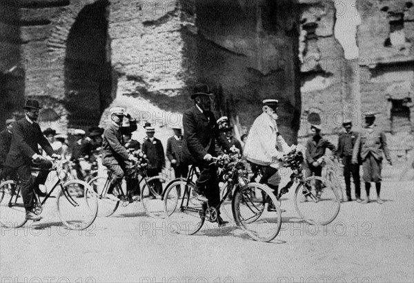 Italy. Rome. parade of TCI members Cycling. 1905