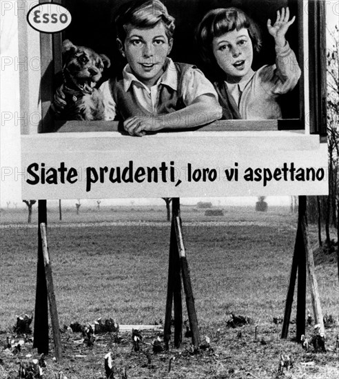 Esso advertising billboard. Italy 1958