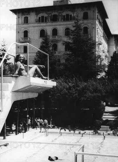 Lazio. palace of the source fiuggi and pool. 1930