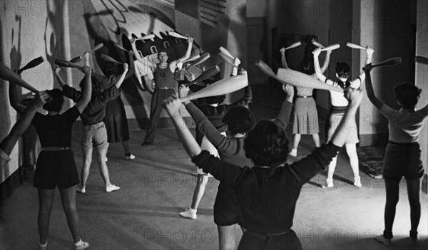 Italy. Rome. gym class at the university city. 1939