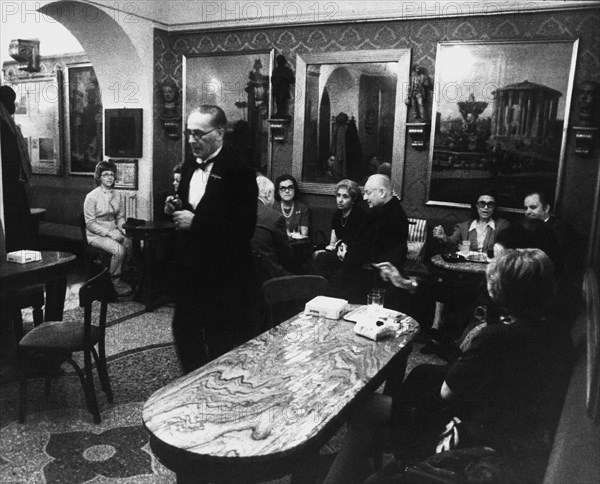 Italy. Lazio. Rome. interior of caffè greco. 1971