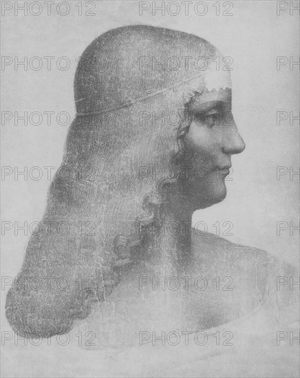 Cartoon for the portrait of Isabella d'este. 1499-1500. presumably attributable to Leonardo da Vinci. Louvre Museum. Paris