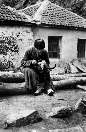 Hunter Of Mountain Goats From The Caucasus. 1930