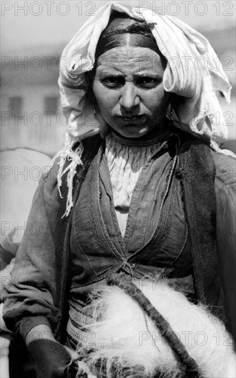 Gjirokastra Woman In Typical Costume. Albania. 1910