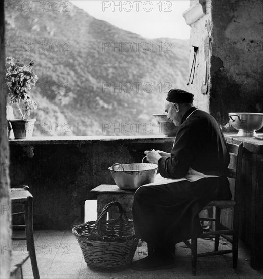 Italy. Lazio. Subiaco. A Monk From The Monastery Of San Benedetto. 1950