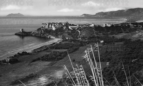 Italy. Lazio. View Of Sperlonga With The Beach Spiaggia Dell'angolo. 1955