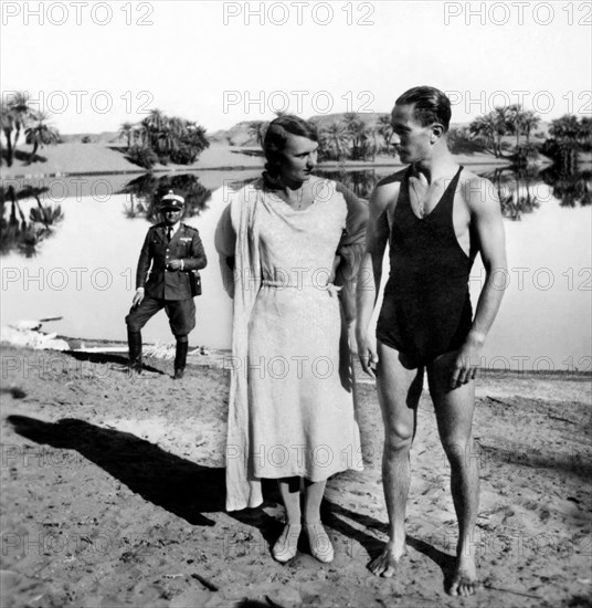 Africa. Libya. Posing In Front Of The Lake Oasis Of Kufra. 1935